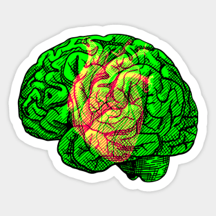 Brain&Heart Interactive Magenta&Green Filter T-Shirt #2 By Red&Blue Sticker